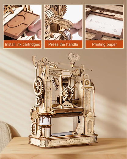 ROKR Classic Printing Press 3D Wooden Puzzle LK602, Building Block Set, Wooden Puzzle