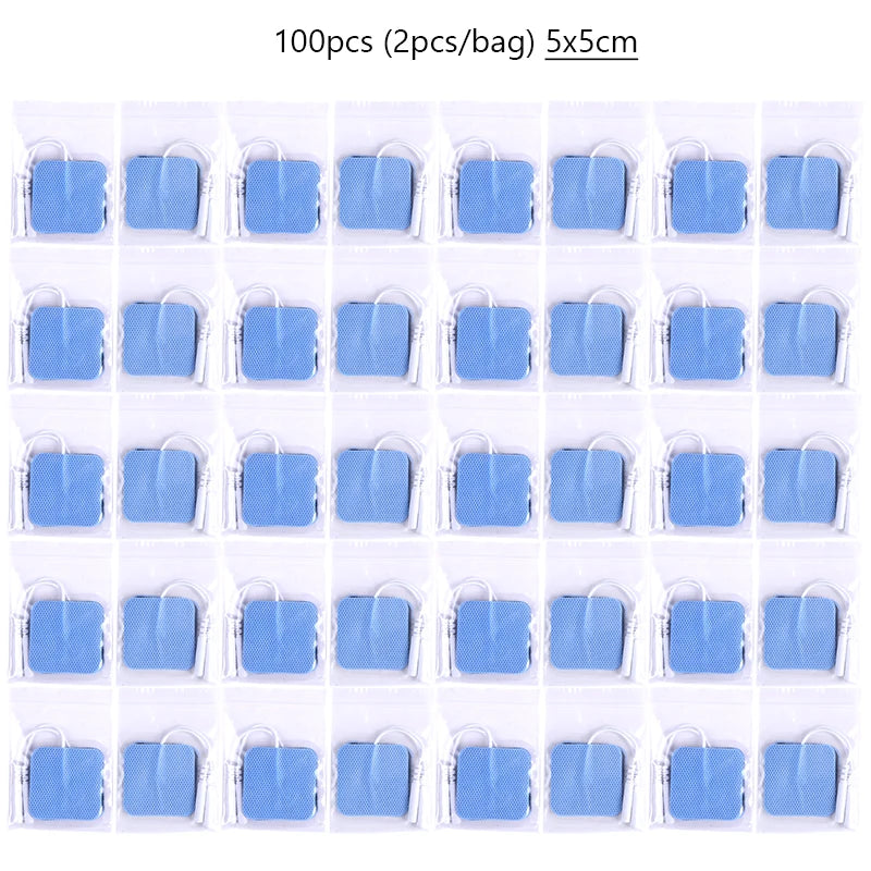 5*5cm 2mm Plug Tens Electrodes Pads Accessories Non-woven Fabric Self  Adhesive Replacement Patch for Electric Massager