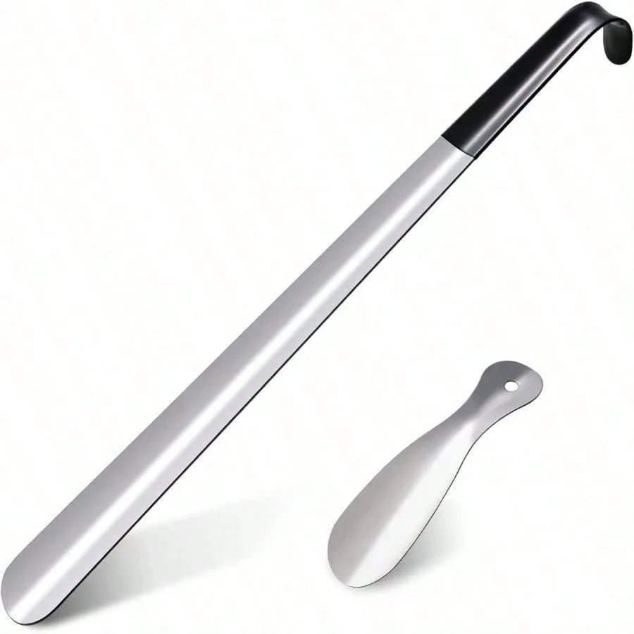 Long Handle Shoe Horn Set of 2, 13 & 16 Inch, High Quality Metal with Ergonomic Handle, Makes Putting on Shoes Effortless
