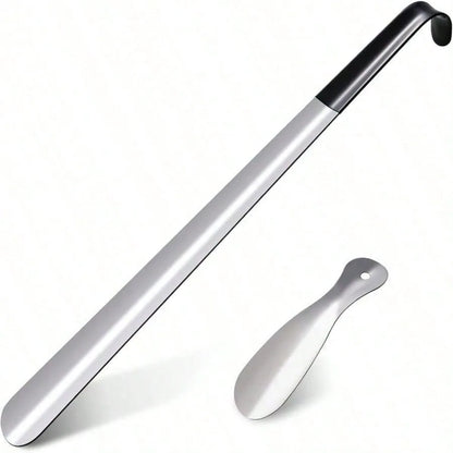 Long Handle Shoe Horn Set of 2, 13 & 16 Inch, High Quality Metal with Ergonomic Handle, Makes Putting on Shoes Effortless