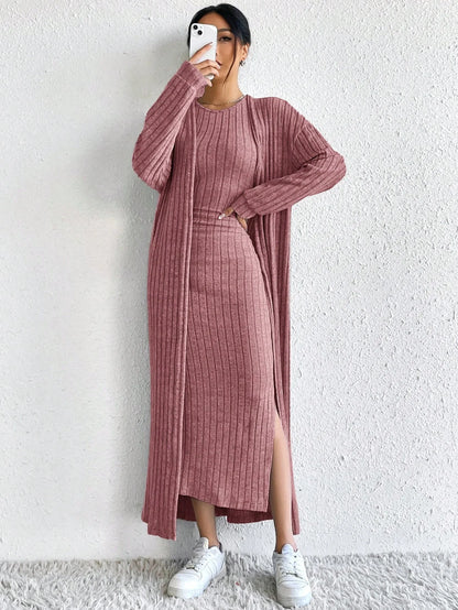 Fashionable Long Sleeve Vest Dress Set Autumn Casual High Waist Trousers Women's Clothing Two-Piece Suit European Style
