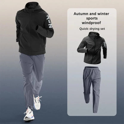 Men's Trendy Sportswear Set for Running & Fitness Quick-Dry Training Clothing Jacket Cycling and Morning Jogging Gear Tracksuits