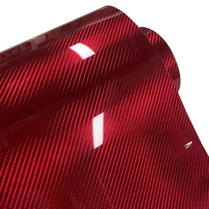 Premium PET Glossy 5D Chrome Red Carbon Fiber Vinyl Wrap Film DIY Self Adhesive Decal Sticker Motorbike Car Wrapping Foil