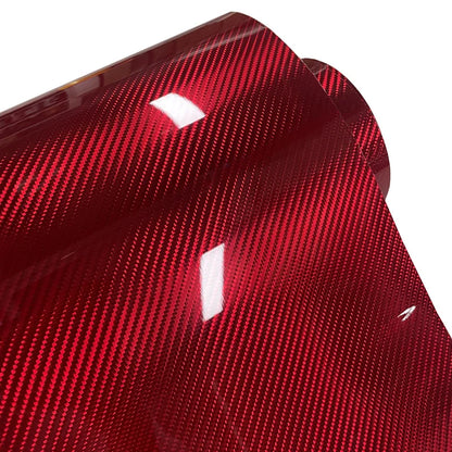 Premium PET Glossy 5D Chrome Red Carbon Fiber Vinyl Wrap Film DIY Self Adhesive Decal Sticker Motorbike Car Wrapping Foil