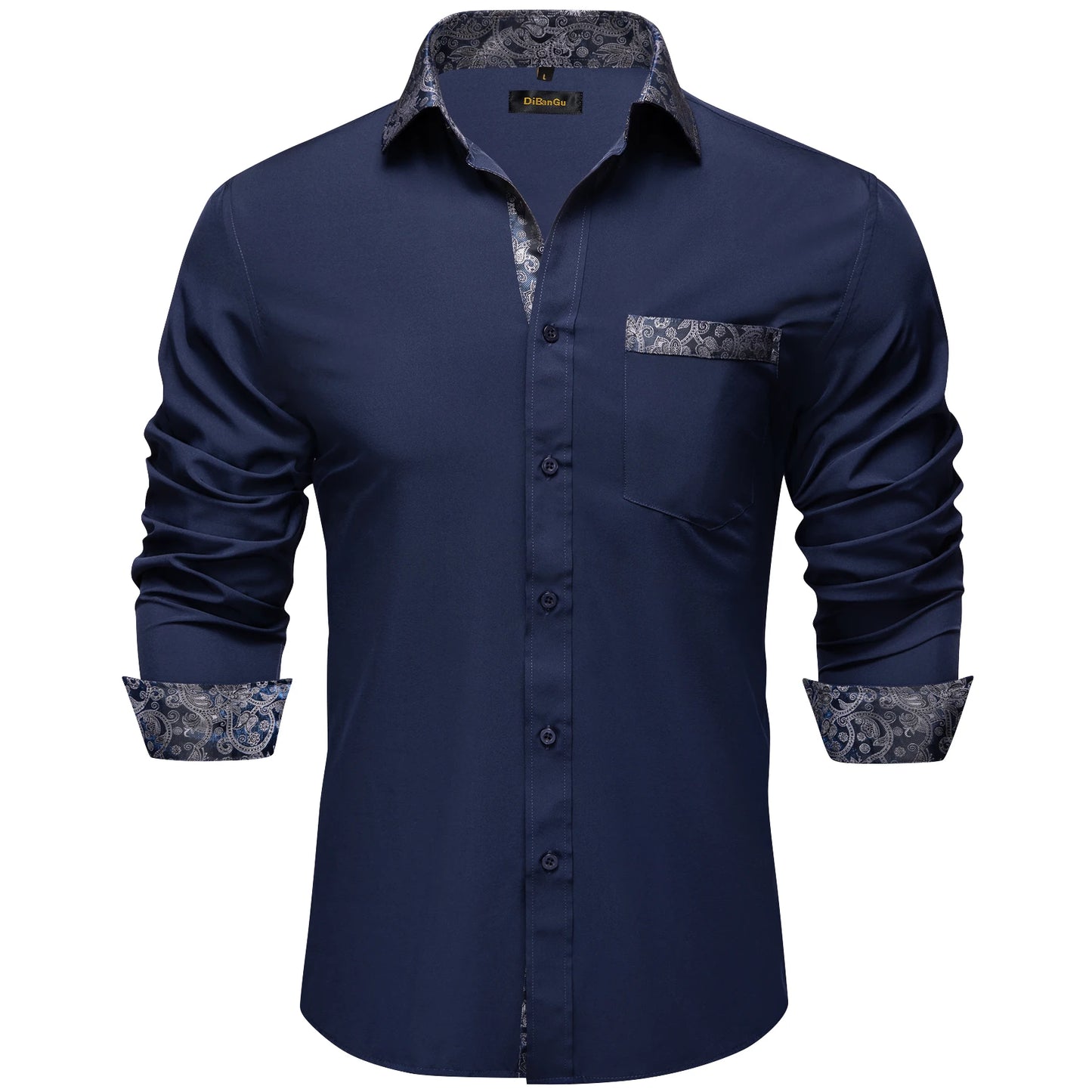 Men Shirts Long Sleeve Black and Green Contrast Color Tops Casual Fashion Polyester Dress Shirt Business Party Men Clothing