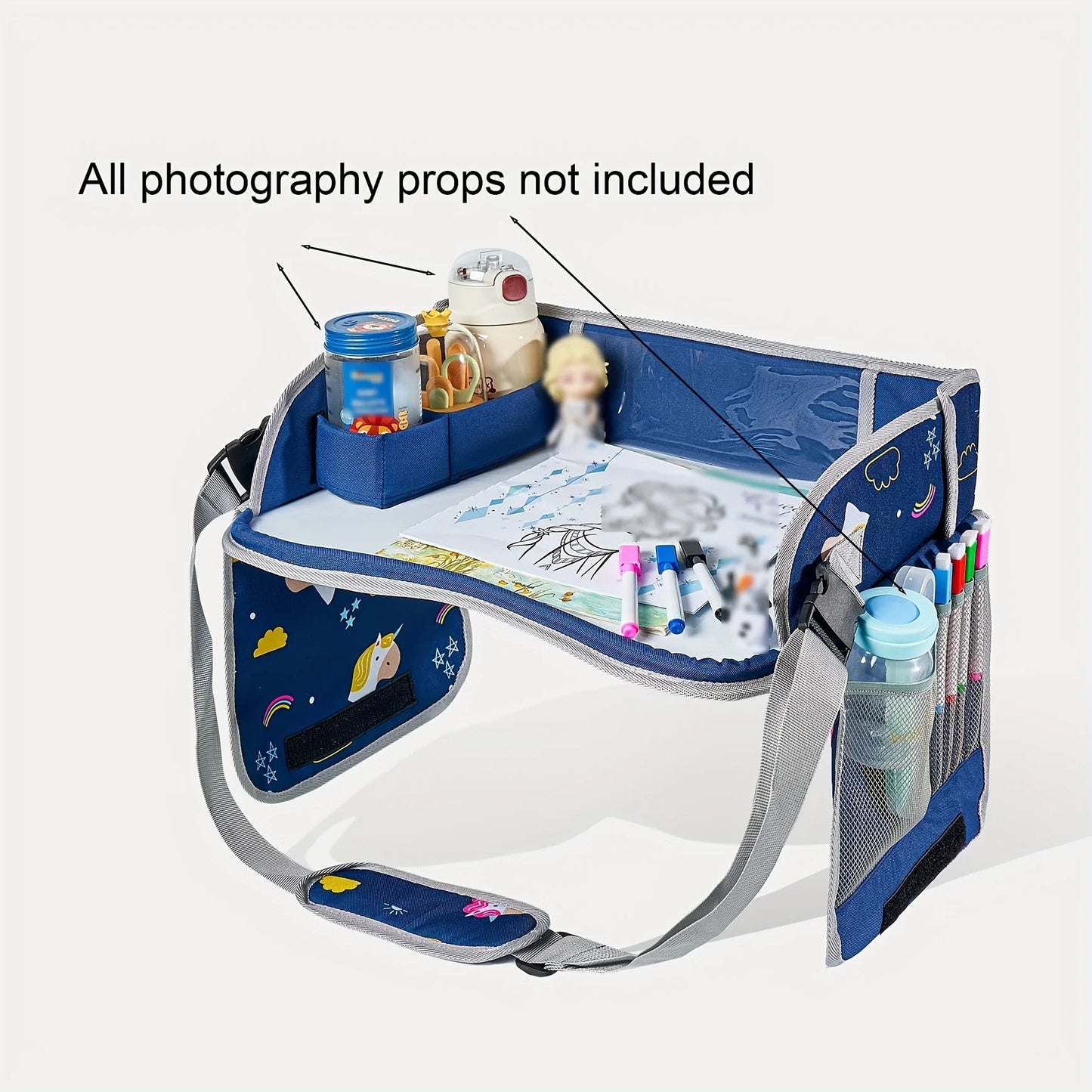 Portable Car Travel Drawing Board with Erasable Surface - Whiteboard Tray, Toy Storage & Safety Seat Organizer