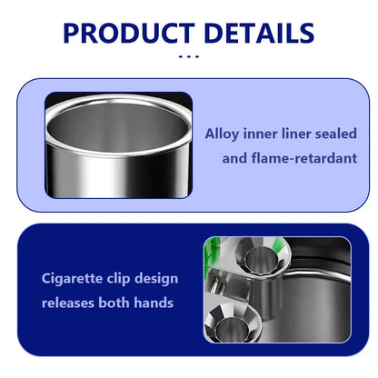 Alloy LED Car Ashtray With Lid Portable Ash Tray Mini Trash Can For Smart Fortwo Forfour 451 453 450 452 454 Forspeed Forjeremy