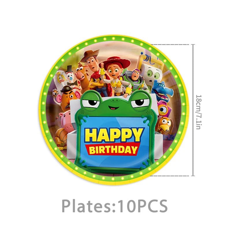 Toy Stories Theme Birthday Party DIY Decoration Toy Inspire Backdrop Hot Anime Cartoon Paper Plate Cup Birthday Party Supplies