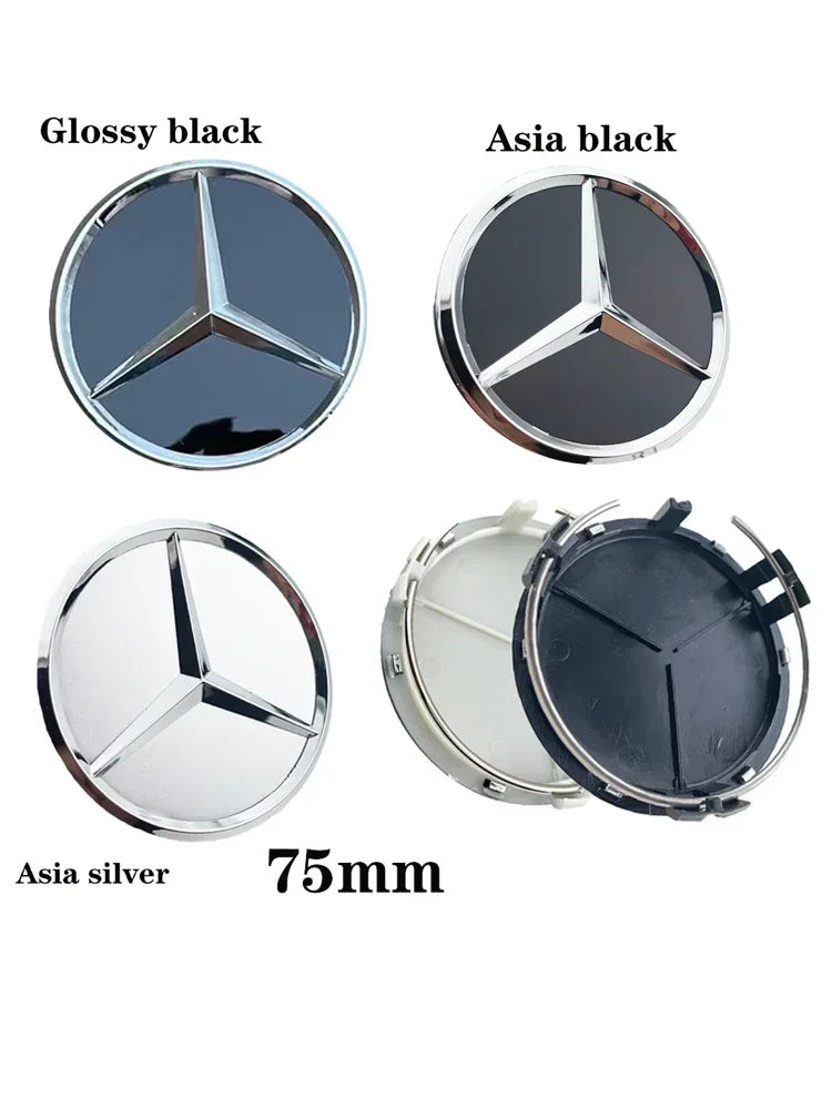 4pcs 75mm Car Wheel Center Hub Caps Cover Auto Accessories For Mercedes Benz Amg C180 C200 C260 W108 W124 W126 W140 W168 W176 AA