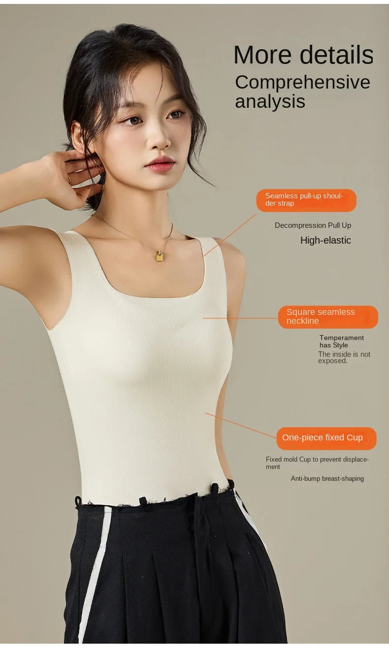 M-2XL For 40-75kg German Velvet Thermal Tank Top Women With Chest Pad Autumn and Winter Thickened Seamless Underwear
