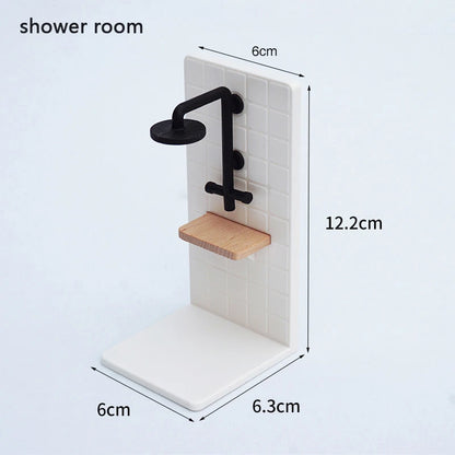 1:6 1:12 Dollhouse Miniature Wooden Bathroom Sink Cabinet Kitchen Wash Basin Drawer Furniture Model Decor Toys Accessory