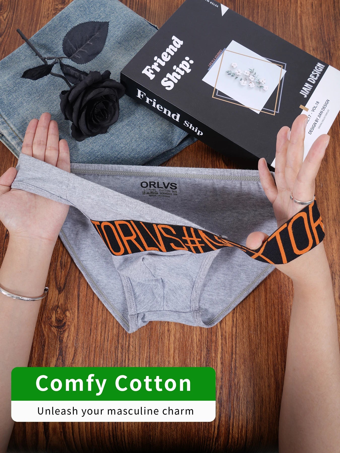 Men's 100% Cotton Briefs U Convex Pouch Letter Logo Elastic Waistband Soft Breathable Fashion Underwear