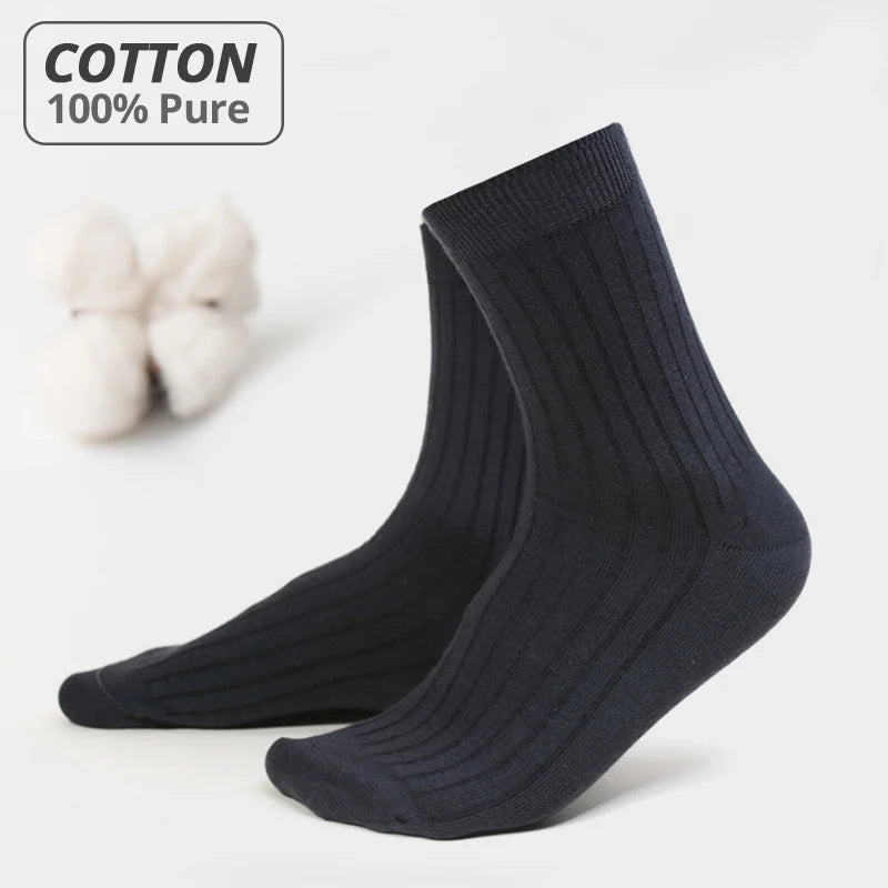 HSS Brand 2026 New 85% Pure Cotton Men Socks Casual Business Stripe Deodorant Breathable Man Travel Winter Sock 5 Pairs / Lot