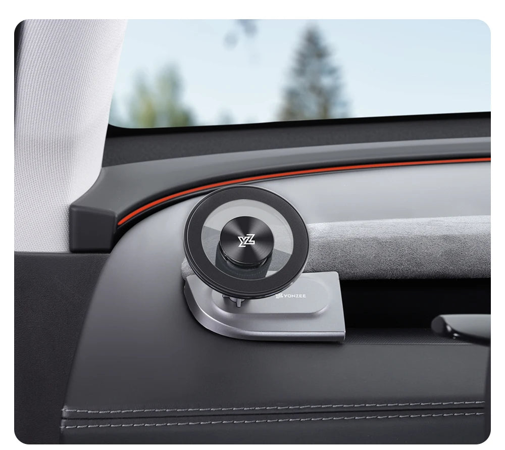 YZ Car Phone Mount 360° Magnetic for Tesla Model Y YL Model 3 Highland Juniper 2026 Foldable Dashboard Phone Stand Accessories