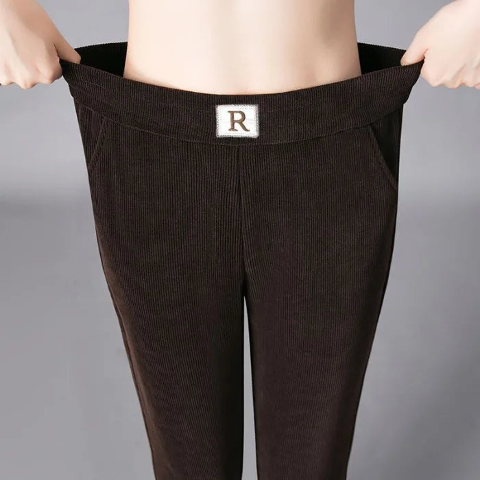 Autumn Winter Thickened Fleece Harlan Pants Women's Loose Casual Straight Leg Pants with Pockets Polyester Fiber Long Trousers
