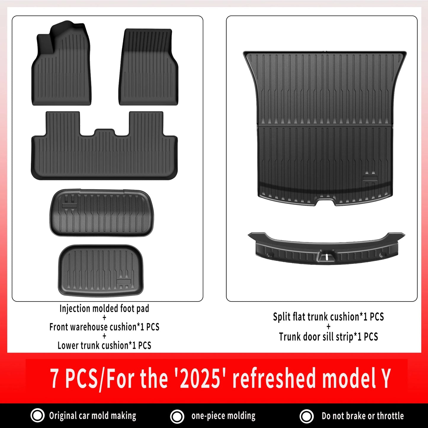 TPE Car Floor Mats For New Tesla Model Y 2025 Juniper Luggage Mat Set Waterproof Anti-slip Trunk Mats Floor Liner Backrest Mats