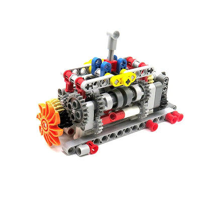 MOC 6-speed Gearbox Differential Gears Technology Building Blocks Parts Compatible Transmission Engineering DIY Bricks Toys