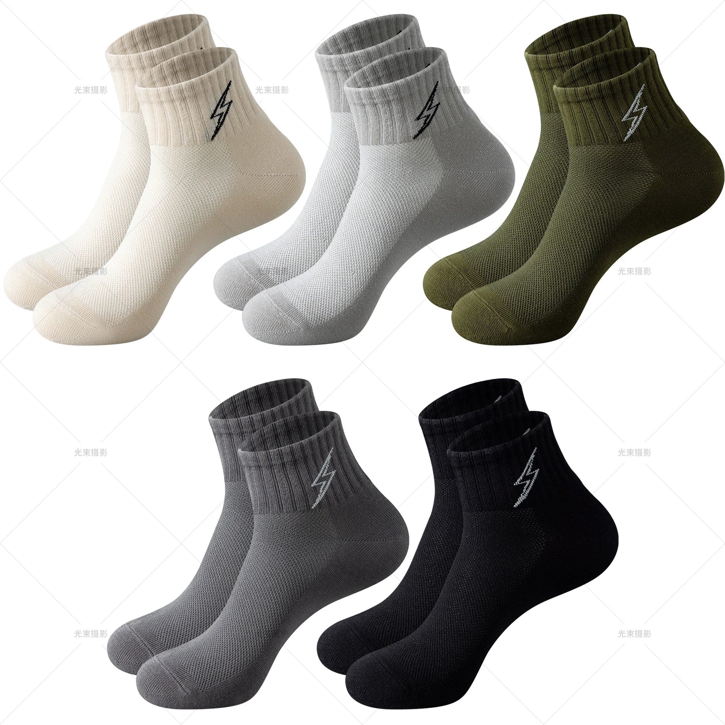 Performance Socks Men Quarter Ankle Athletic Running Hiking Cushion Breathable Ventilation Cotton Sports 5 Pairs