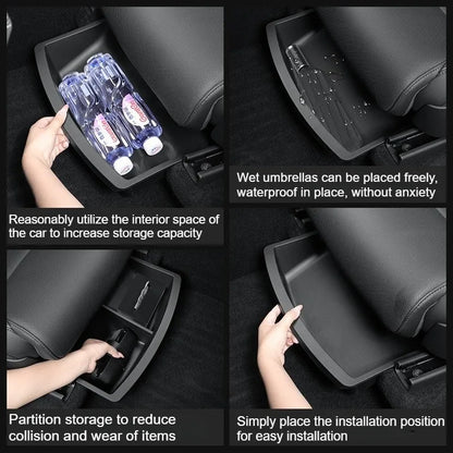 Under Seat Storage Box For Tesla 2026 Model YL 6-Seat TPE Drawer Front Rear Seat Lower Organizer Tray Car Interior Accessories
