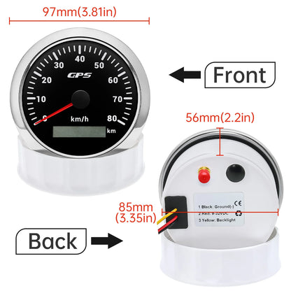 7 Color LED  30/60/80/120/200KMH 85MM GPS Speedometer Gauge with GPS Antenna For Motorcycle Boat Car Truck Speed Gauge 9-32V