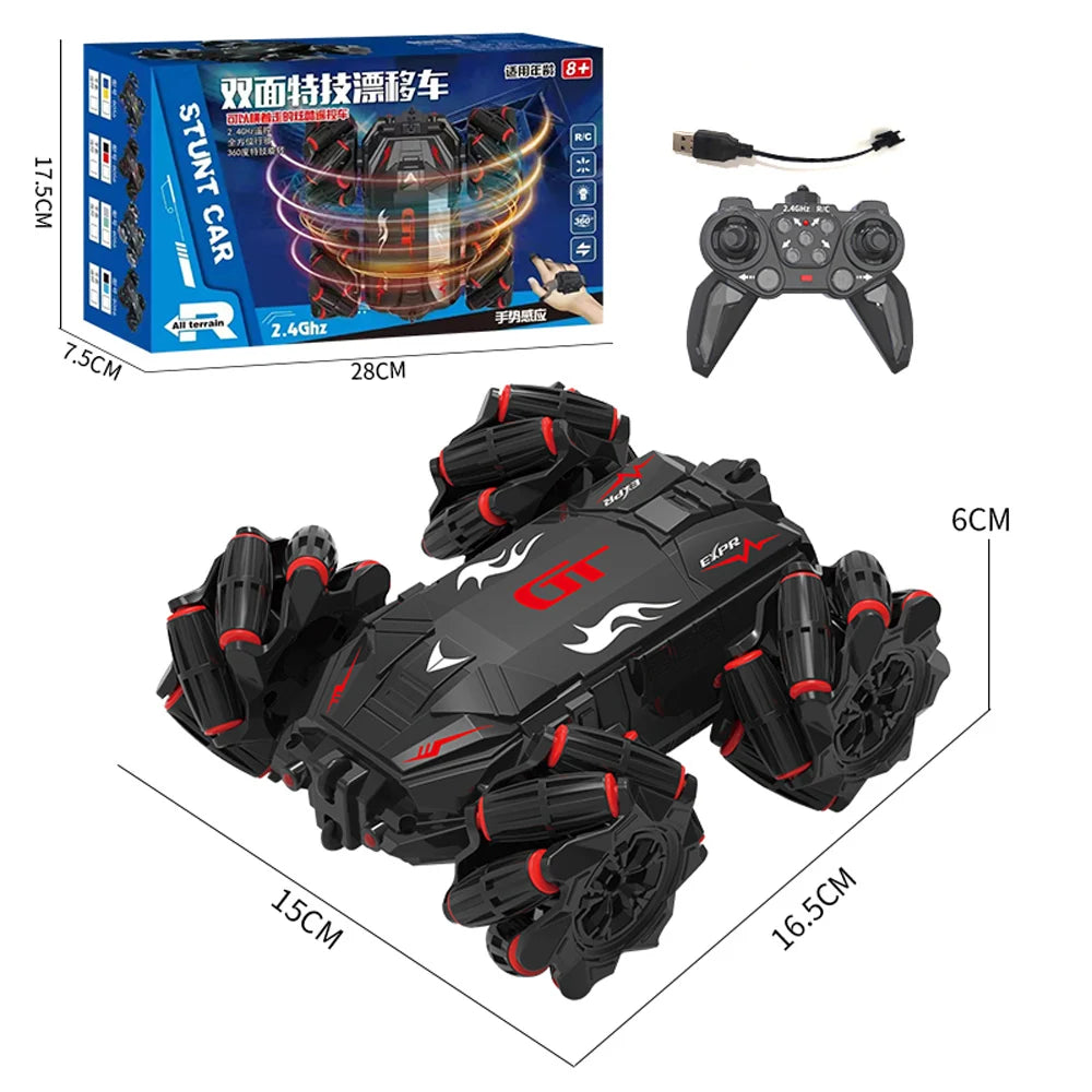 Children's Remote Control Car 2.4G Double-Sided Car Stunt Drift Car Remote Control Car Music Lighting Climbing Car Boys' Toy Car