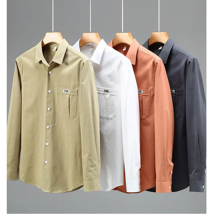 Retro Corduroy Long Sleeve Shirt Jacket Casual Men's Fashion Spring Autumn Loose Fit Youthful Trendy Button up Casual Shirt