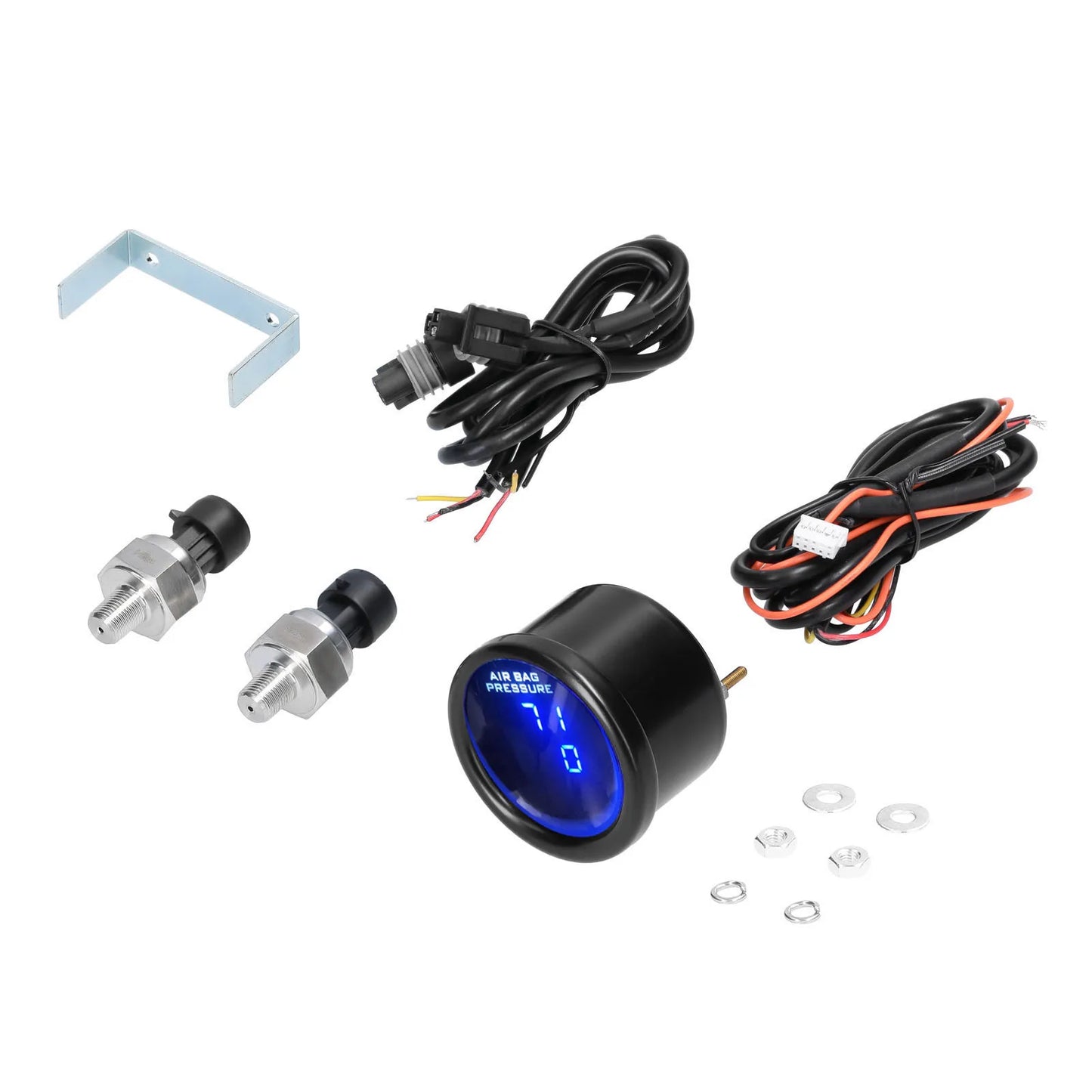 KKMOON Dual/Triple Display Air Pressure Guage LED Digital Air Suspension Gauge 0-220PSI 12/24V with 2pcs/3pcs 1/8NPT Sensors