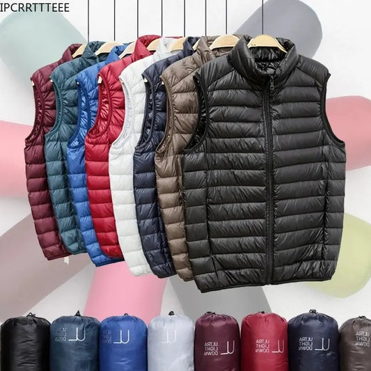 Autumn Winter Men Duck Down Vest 2023 Coat Ultralight Sleeveless Puffer Vest Jacket Ultra Thin Lightweight Down Jacket Waistcoat