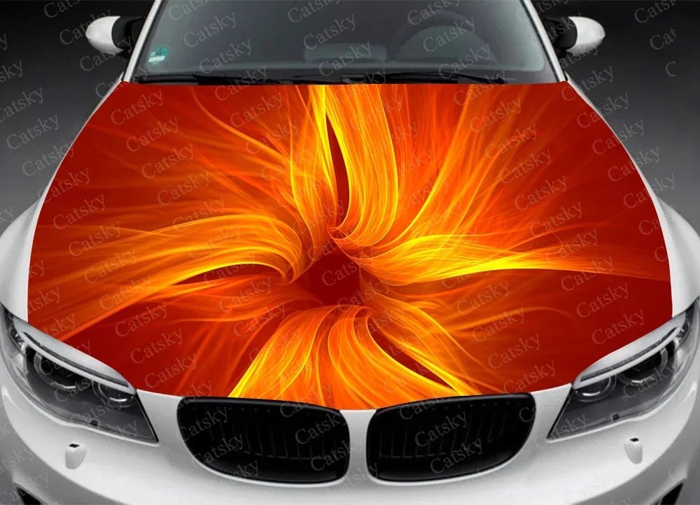 Car Accessories Hood Decal, Fire, Flame, Vinyl, Sticker, Graphic, Wrap Decals, Truck Graphic, Bonnet Sticky Paper, Skull, F150