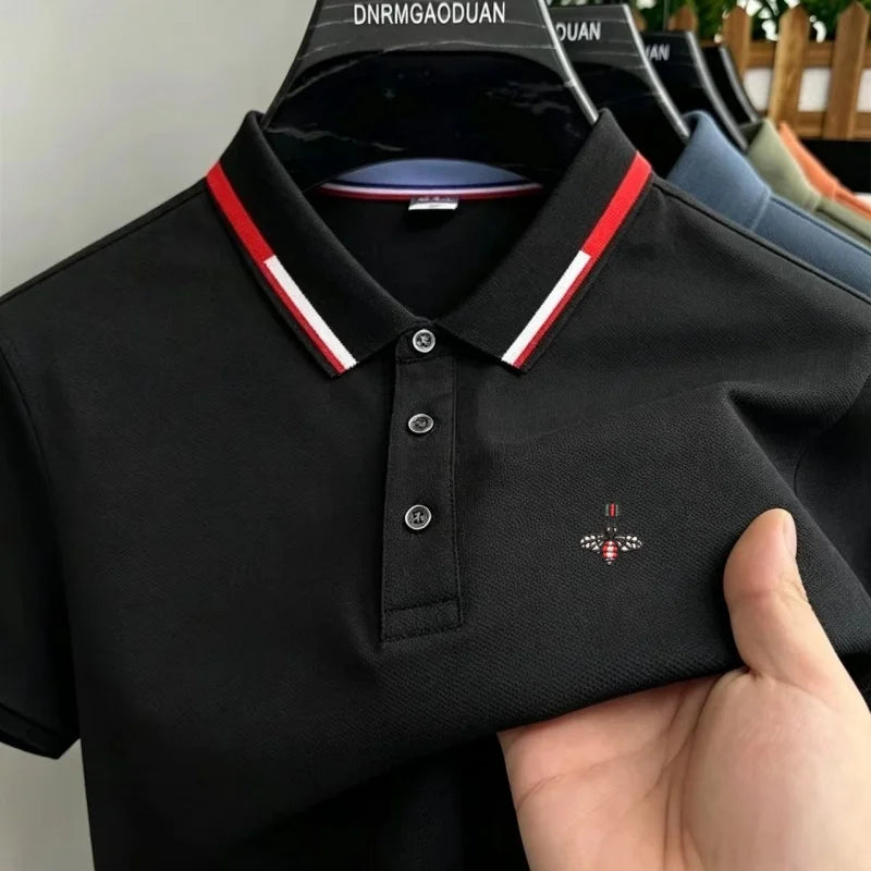 Summer New Designer Brand Exquisite Embroidery Breathable Men's Polo Shirt With Loose Casual Short-Sleeved T-Shirt and Collar