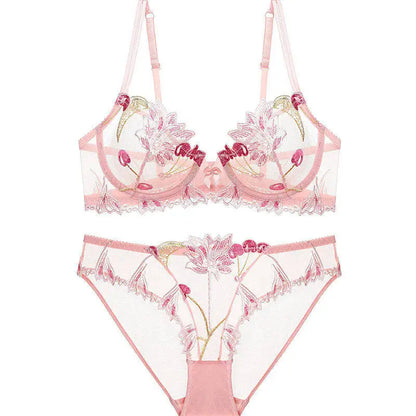 Sexy French Ultra Thin Lace Embroidery Underwire Bra Summer Minimizer Full Coverage Slimming For Busty Women Daily Wear 32-38ABC