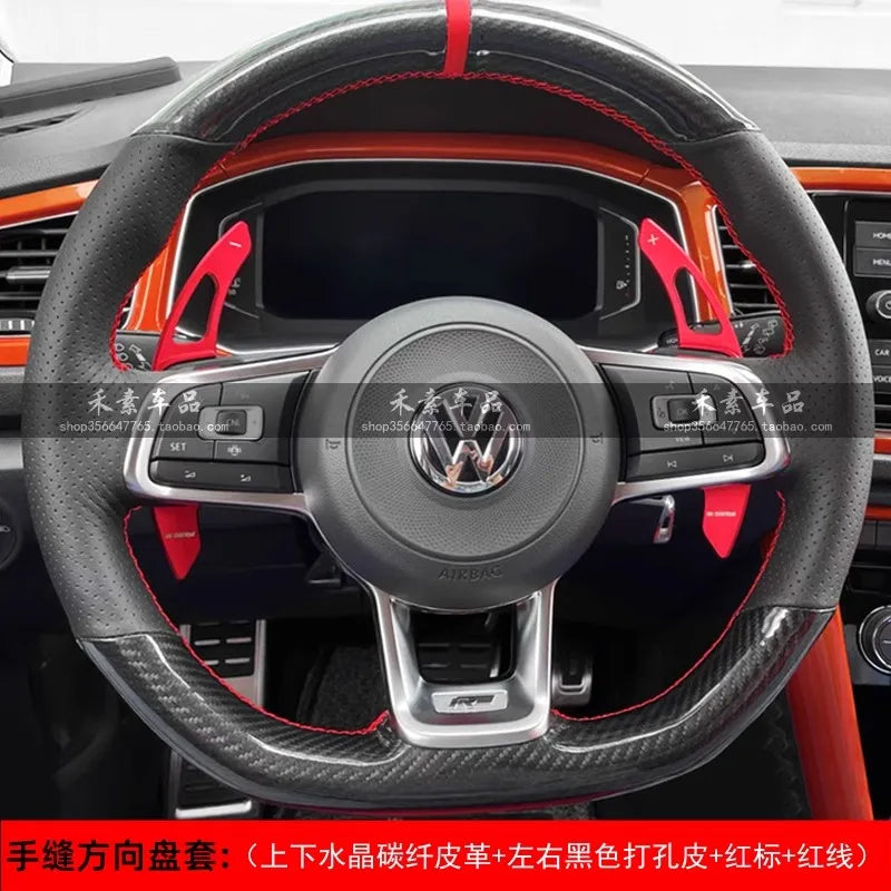 Braid Genuine Leather Car Steering Wheel Cover  for Volkswagen VW Golf R MK7 Golf 7 GTI VW Polo Scirocco 14-16 DIY Car Interior