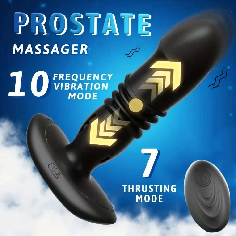 Wireless APP Control Vibrator Telescopic Butt Vibrator for Men Women Thrusting Anal Plug Prostate Massager Cock Ring for Adult
