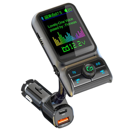 Bluetooth 5.0 FM Transmitter Handsfree Car MP3 Player QC3.0 PD24W Dual USB Quick Charger Colorful Ambient Light Car Accessories