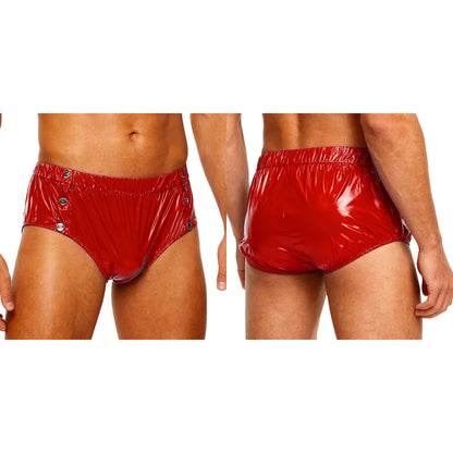 Mens Waterproof Incontinence Diaper Cover Solid Color Elastic Waistband Side Pressing Button Tear-away Washable Briefs Underwear
