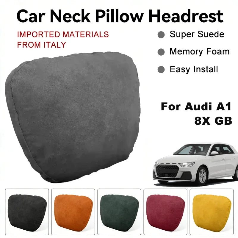Italy Suede Car Neck Rest Pillow For Audi A1 8X GB Seat Head Neck Support Cushion Auto Interior Accessories