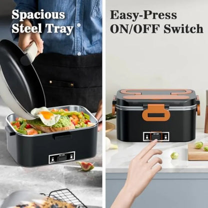Electric Lunch Box for Adults - 2 Pack Container 100W Heated Lunch Box for Men Fast Heating Food Heater Portable with ON/OFF Sw