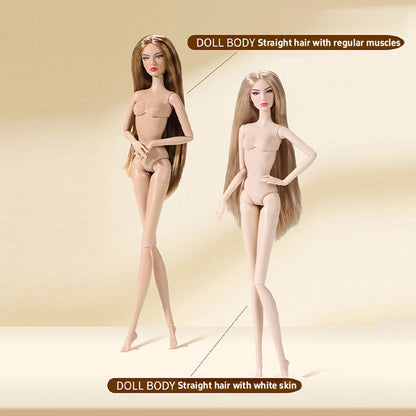 New 32cm 2nd Gen Supermodel Doll Nylon Hair Fashion Freckle Make-up 14 Joints Fair/dark Skin 1/6 Female Doll Collectible Gifts
