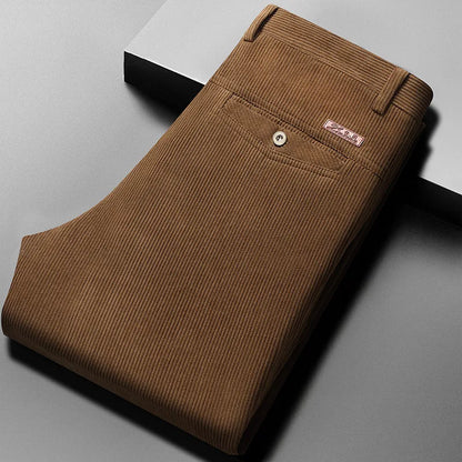 Corduroy Men's Straight Leg Warm Winter Pants Loose Fit Casual Trousers Comfortable Autumn Winter Fashion Trend Brand