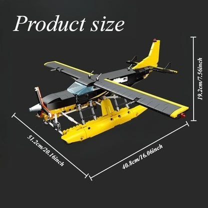 739PCS Water Glider Plane Model Building Blocks Set, DIY Educational Assembly Toy, Decorative Ornament Gift