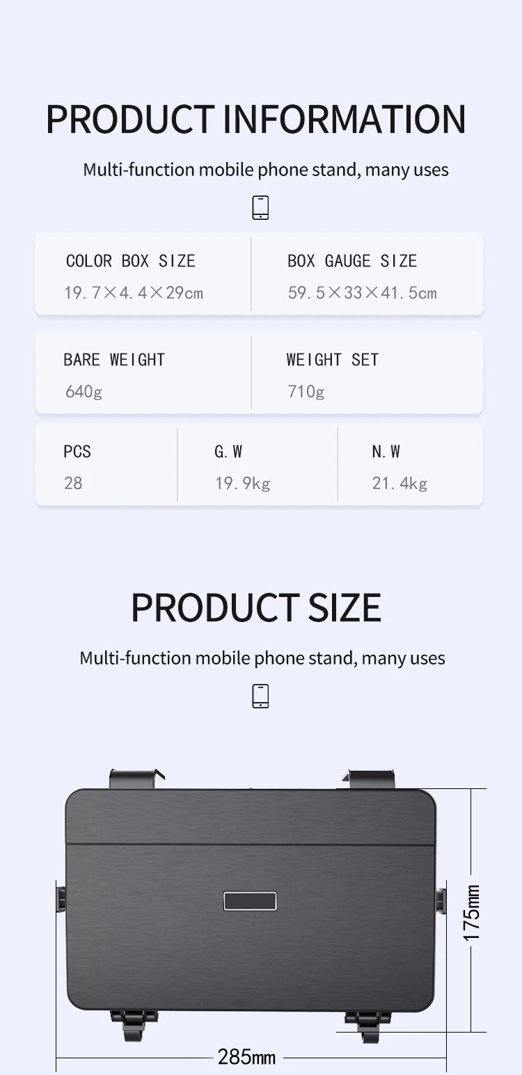Lrbh Premium Plastic Rear Seat Organizer, with Foldable Tray, Dual Cup Holders, Phone Slot, and Large Storage Space, Easy to Install Vehicle Seat Back Accessories