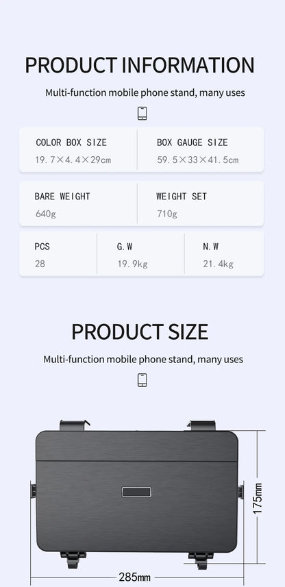Lrbh Premium Plastic Rear Seat Organizer, with Foldable Tray, Dual Cup Holders, Phone Slot, and Large Storage Space, Easy to Install Vehicle Seat Back Accessories
