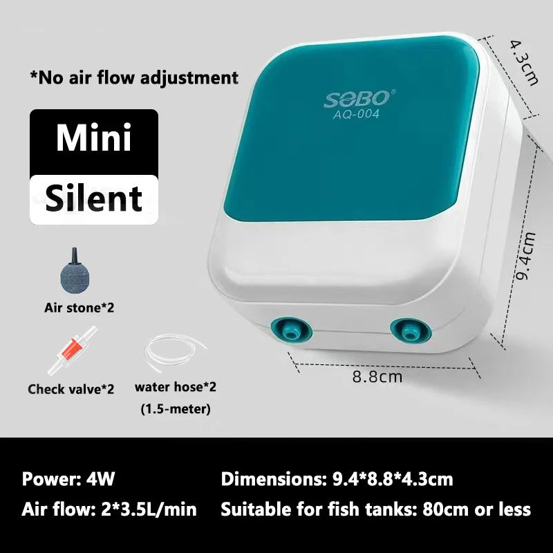 SOBO Aquarium Oxygen Air Pump Fish Tank Adjustable Air Volume High Power Oxygenator Air Compressor Aerator 220v