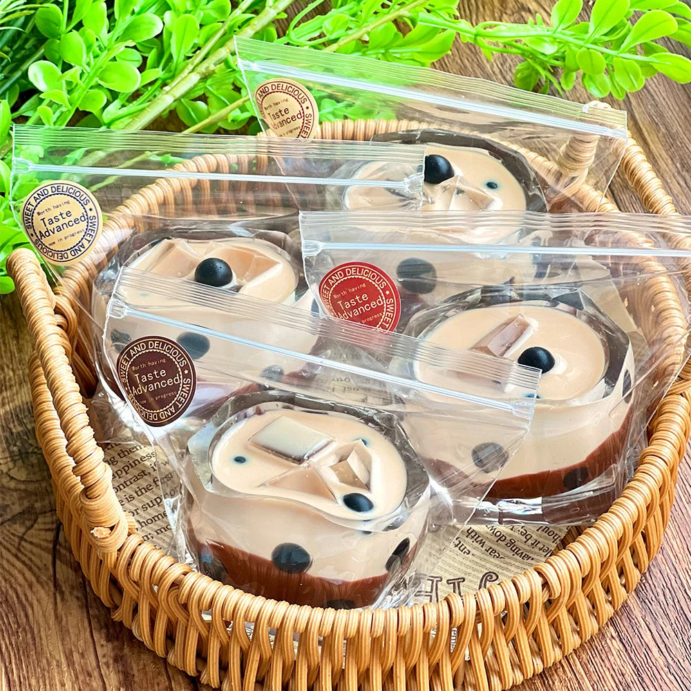 Bubble Milk Tea Taba Squishy, Handmade Creamy Soft Slow Rebound Stress Relief Fidget Toy, Halloween Christmas Party Office Gift