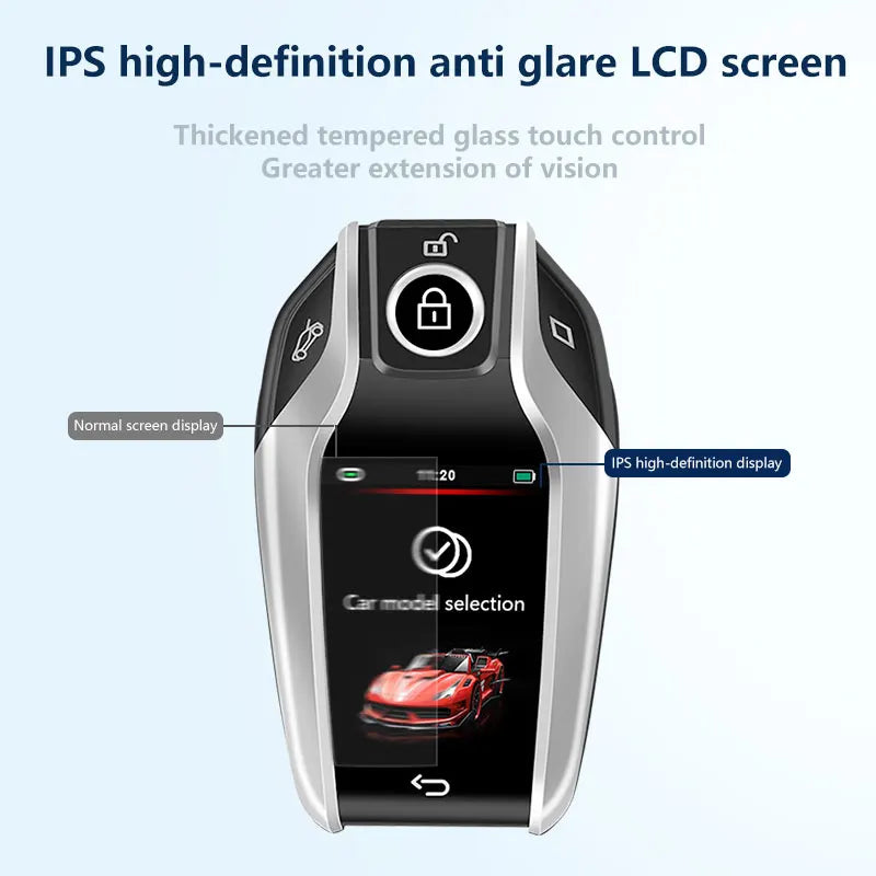 LCD Smart Car Key Display 4 Buttons Multi Language Type C Charging Keyless Entry Carkey