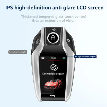 LCD Smart Car Key Display 4 Buttons Multi Language Type C Charging Keyless Entry Carkey