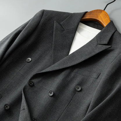 2026 New Autumn And Winter Men'S High-Quality Comfortable Suit Thicken Casual Plaid trench coat men Double-Breasted Suit Jacket
