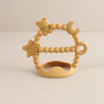 Anti-drop Wristband Baby Teether Silicone Bear Moon Star Teething Toy Non-slip Handheld Teether for Newborn Babies