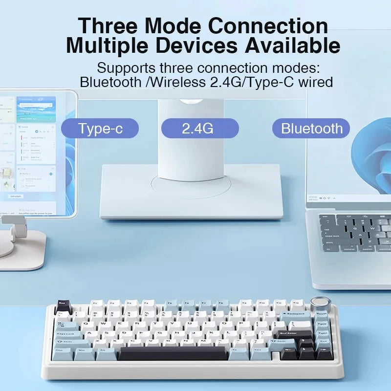 AULA Mechanical Keyboard F75 Three Modes Gaming Mechanical Keyboard Multi-function Knob Can Switch Between Game/Office Modes