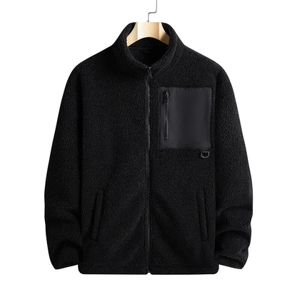 Men's Thicken Polar Fleece Jacket Autumn Winter Versatile Warm Sports Coat Men Outdoor Stand Up Collar Casual Loose Couple Coats